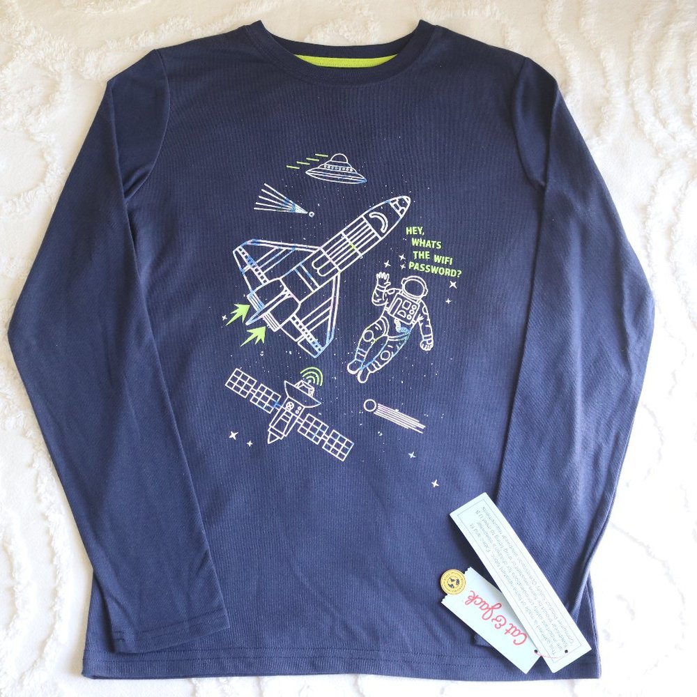 Cat & Jack | Super Soft Space Astronaut Long Sleeve Pajama Shirt NWT |  L 12/14
